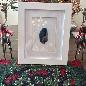Elegant White Frame with Blue Agate Wall Art